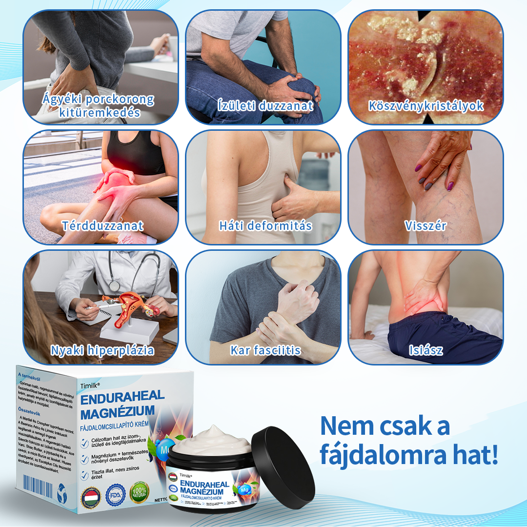 ✅✅Timilk® EnduraHeal magnézium fájdalomcsillapító krém (arthritis, neuropathia, reuma, sport sérülések és egyéb panaszok kezelésére)