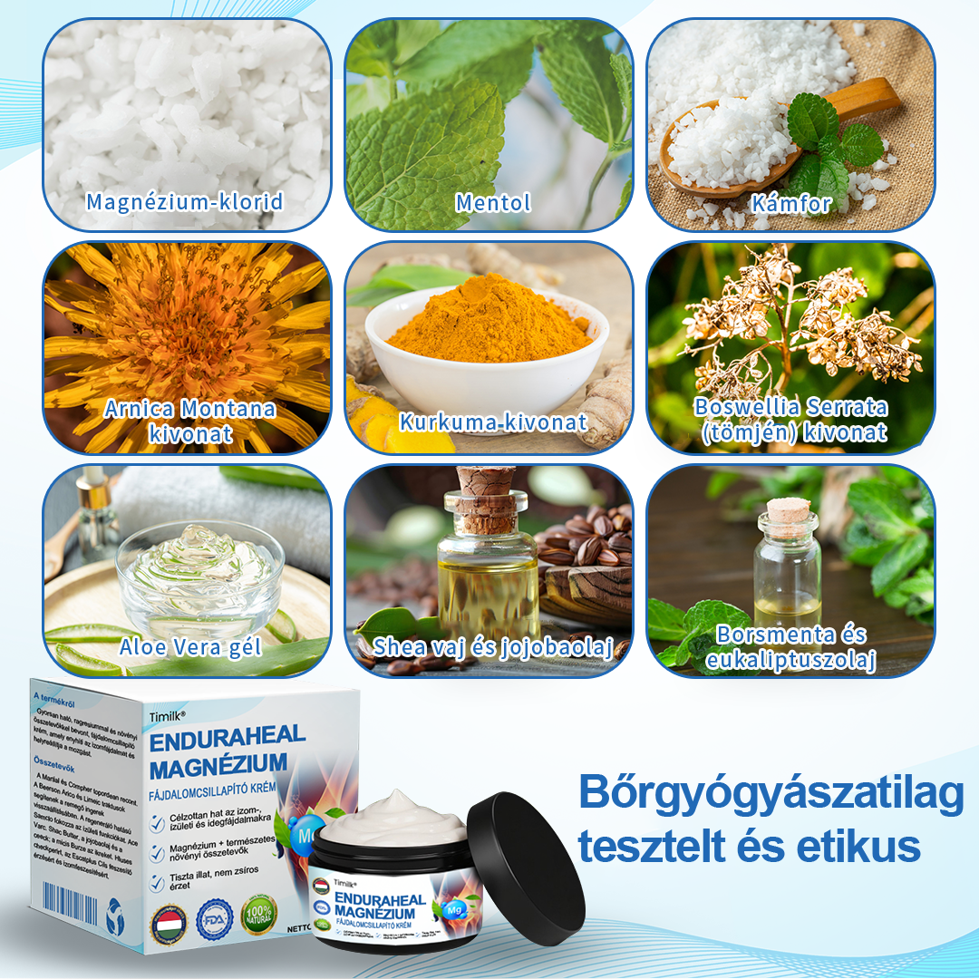 ✅✅Timilk® EnduraHeal magnézium fájdalomcsillapító krém (arthritis, neuropathia, reuma, sport sérülések és egyéb panaszok kezelésére)