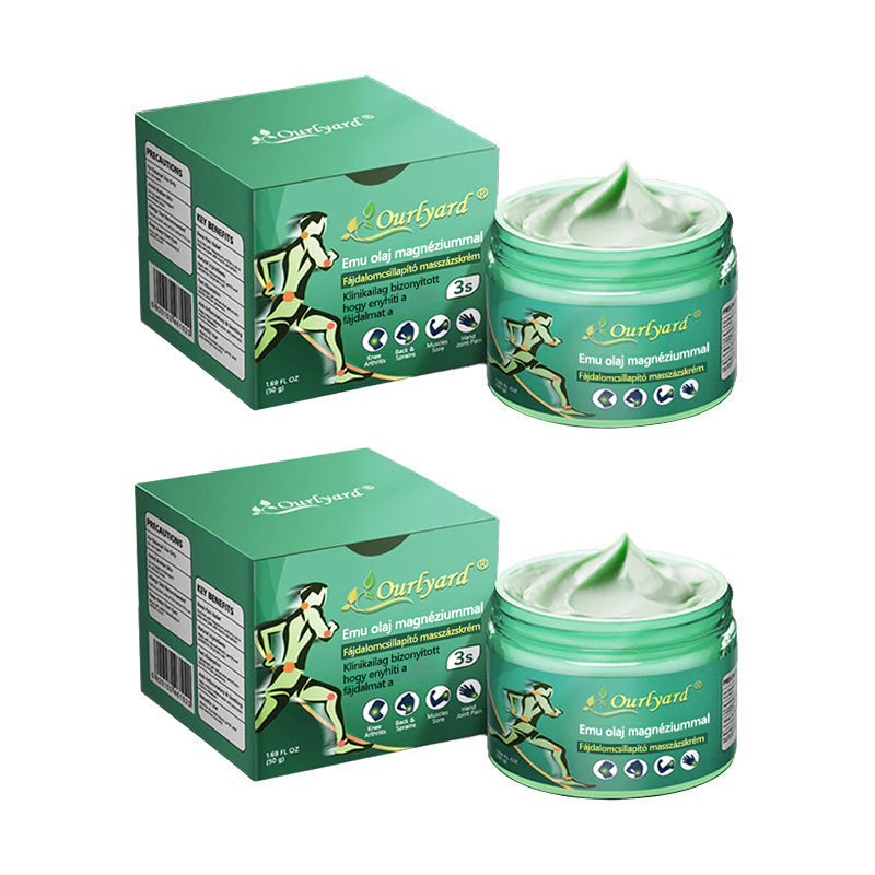 👨⚕️✅Ourlyard® Advanced Magnesium & Emu Oil Massage Pain Relief Cream (🏅A végső megoldás izomfájdalmak, ízületi gyulladás, ízületi fájdalom, idegfájdalom, gyulladás és merevség esetén) – Gyártva az USA-ban