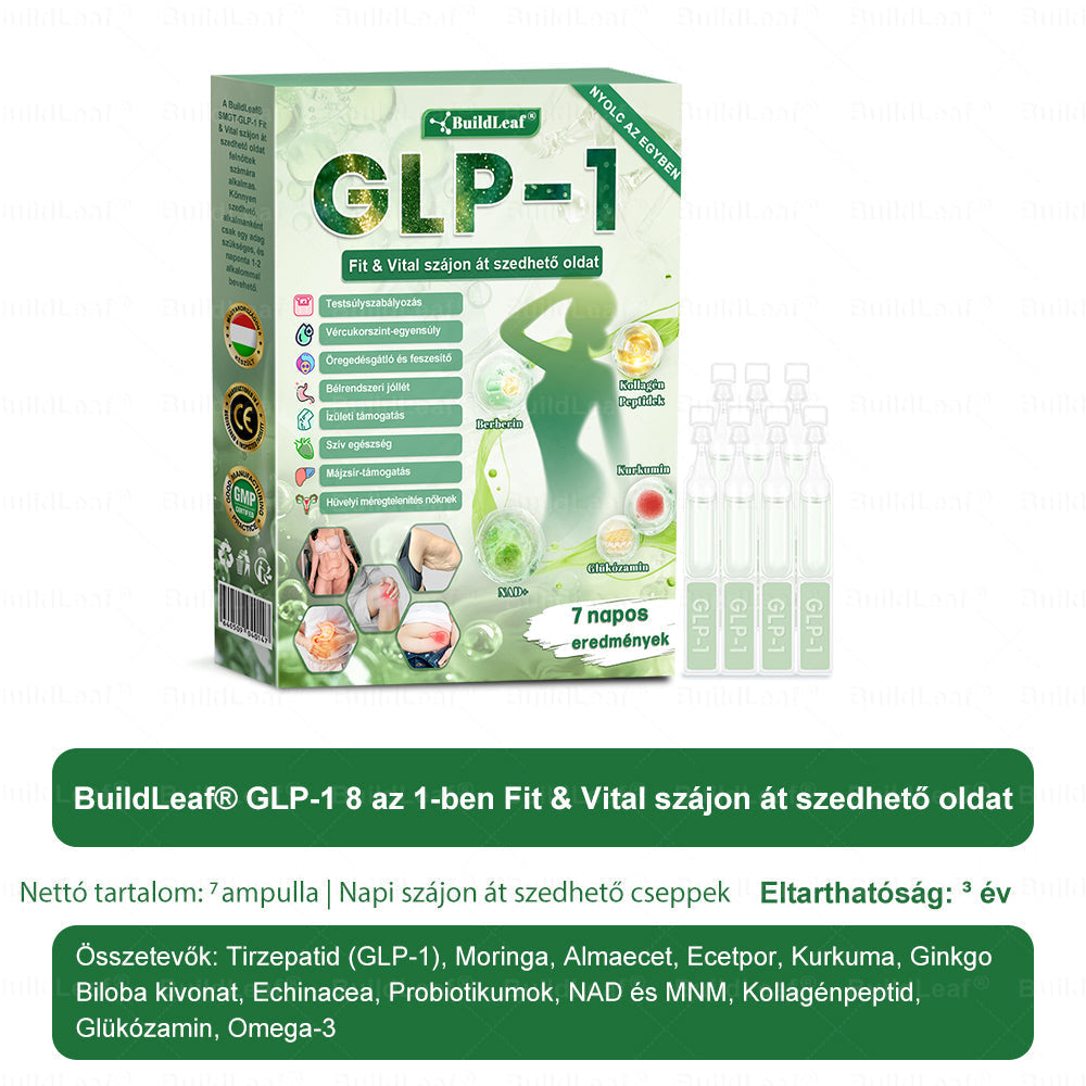 🌿BuildLeaf®🥇 GLP-1 8-az-1-ben Fit & Vital Orális Oldat (Csak napi egyszer, látható változások 7 nap alatt)  Elhízásra, szív- és érrendszeri egészségre, cukorbetegségre, alvási apnoéra, emésztőrendszeri egészségre, ízületi problémákra és még sok másra