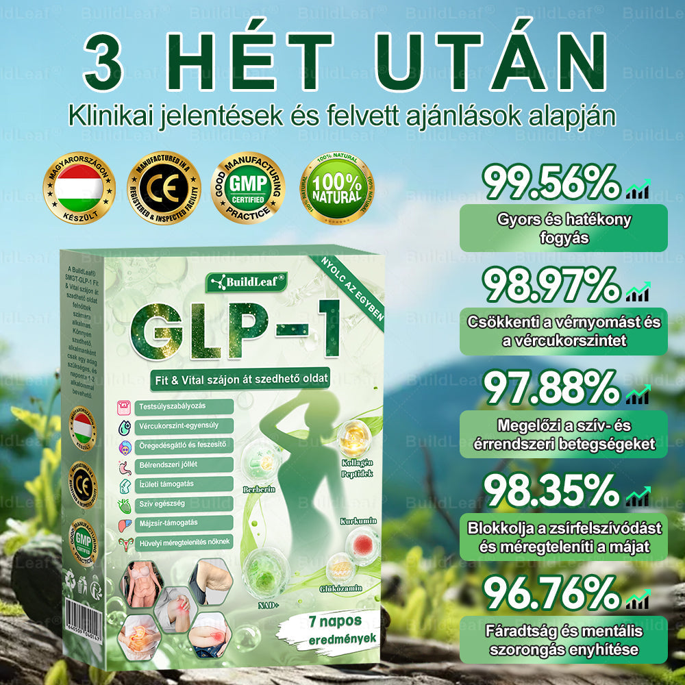 🌿BuildLeaf®🥇 GLP-1 8-az-1-ben Fit & Vital Orális Oldat (Csak napi egyszer, látható változások 7 nap alatt)  Elhízásra, szív- és érrendszeri egészségre, cukorbetegségre, alvási apnoéra, emésztőrendszeri egészségre, ízületi problémákra és még sok másra
