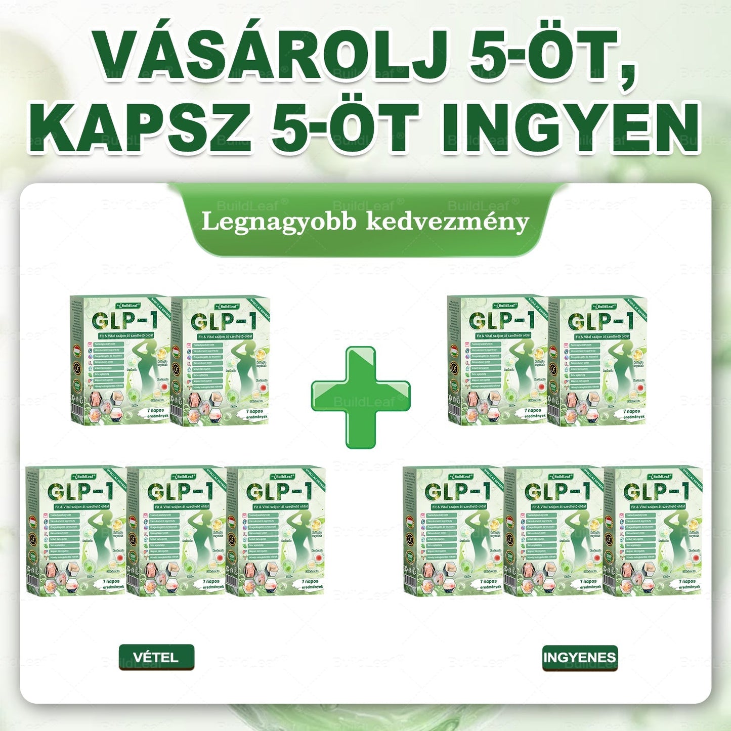 🌿BuildLeaf®🥇 GLP-1 8-az-1-ben Fit & Vital Orális Oldat (Csak napi egyszer, látható változások 7 nap alatt)  Elhízásra, szív- és érrendszeri egészségre, cukorbetegségre, alvási apnoéra, emésztőrendszeri egészségre, ízületi problémákra és még sok másra
