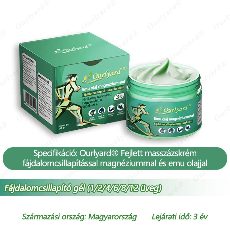 👨⚕️✅Ourlyard® Advanced Magnesium & Emu Oil Massage Pain Relief Cream (🏅A végső megoldás izomfájdalmak, ízületi gyulladás, ízületi fájdalom, idegfájdalom, gyulladás és merevség esetén) – Gyártva az USA-ban