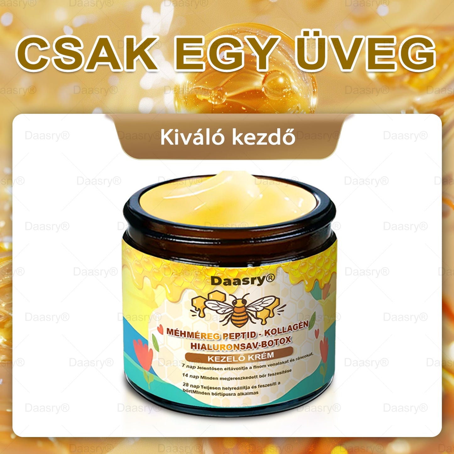 Daasry® Méhméreg Krém – Természetes bőrfeszesítés és ránctalanítás klinikai hatékonysággal! ✨