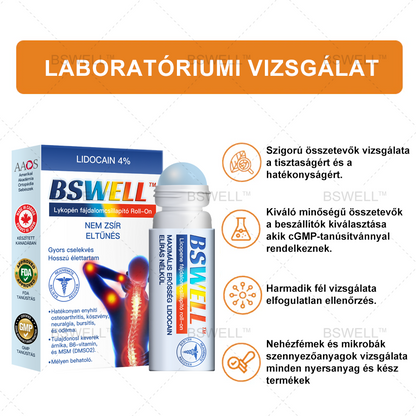 Lidocain Fájdalomcsillapító Roll-On Gélt(csökkenti az ízületi duzzanatot, fájdalmat, merevséget, bőrpírt, melegséget, fájdalmat és ízületi fáradtságot ), 4% Lidocain, Glükozamin, MSM, Arnica, Chondroitin, K2-vitamin🔥